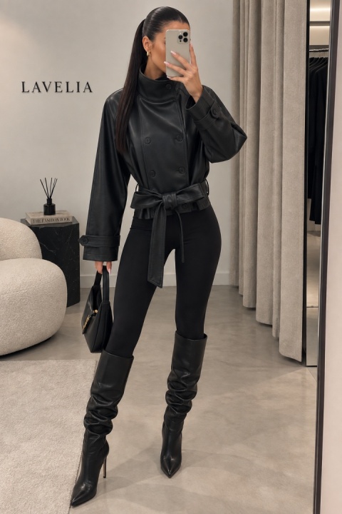 Kurtka LUXE z kołnierzem o skróconym kroju | bordo, czerń, brąz