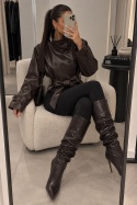 Kurtka LUXE z kołnierzem o skróconym kroju | bordo, czerń, brąz
