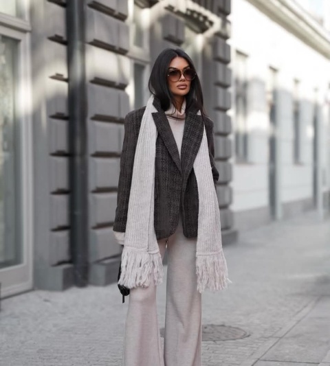 Marynarka TWEED SLAY | brąz, czarny