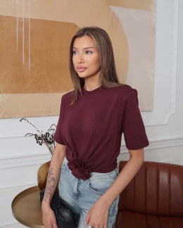 Koszulka ROSE z ozdobną różą | wino, śmietanka 🌹