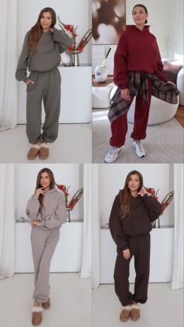 Komplet dresowy COMFY | bordo, khaki, brąz, capucino