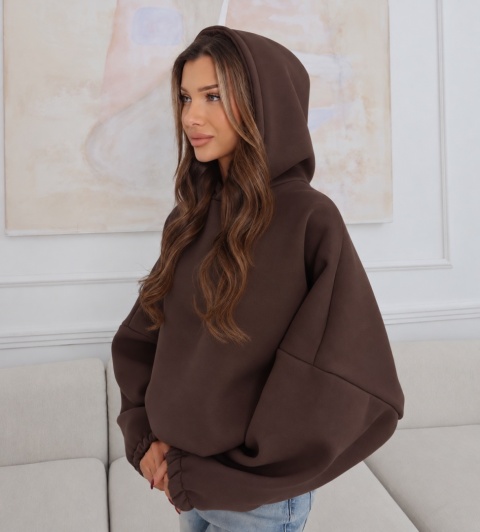 ocieplana bluza MUA BAGGY | szary, brąz