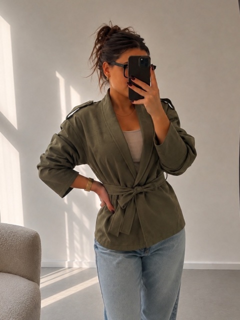 zamszowa kurtka SOHO khaki